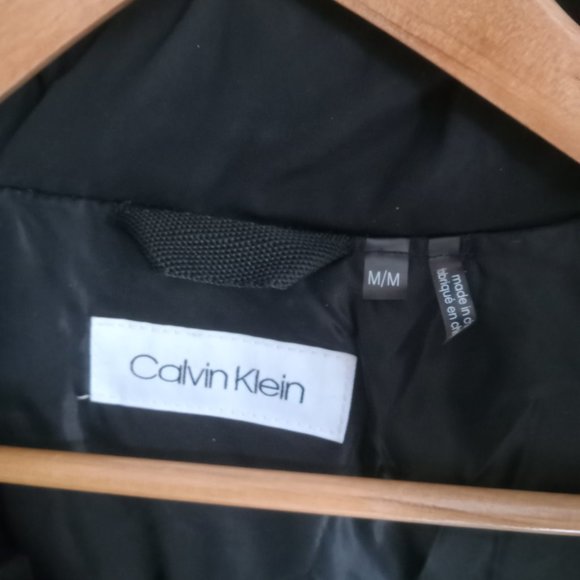 Mint! Calvin Klein Faux Fur Trimmed Down Parka Jacket Black Size Medium - READ - Picture 9 of 9